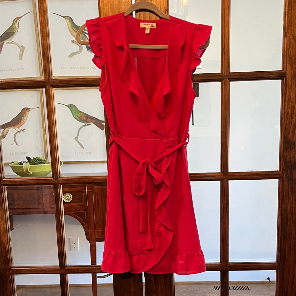 Monteau Vibrant Pink Ruffle Mini Dress